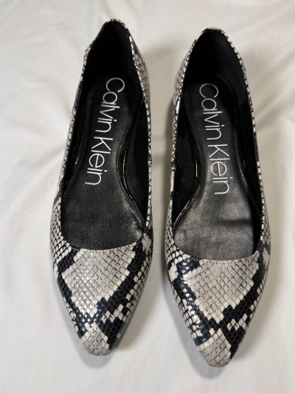 Calvin Klein Snakeskin Print Block Heel Pumps Women's Size 10